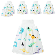 日本竹纖維隔尿裙 棉布材質 新款恐龍 白色, L號(46 x 18cm), 6件