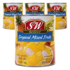 에스앤더블유 후르츠칵테일 통조림, 850g, 4개