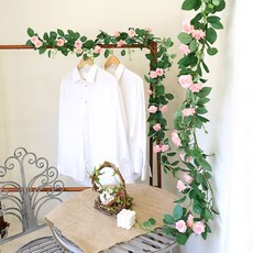 捲邊玫瑰藤蔓人造花, 粉紅色