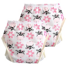 加厚6層學習褲 尿布褲 建議11~16kg, 粉花朵鹿, 2件, 1組