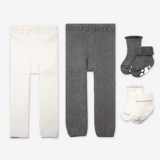 하이베이비키즈 아동용 기모 무발 타이즈 2종 + 양말 2종 세트