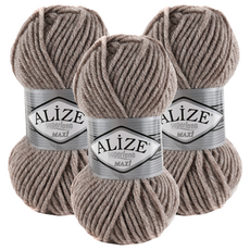 mamaknit 超長拉納針織紗, 淺褐色, 3個