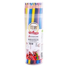 PEnSInG 彭勝 可擦拭彩色鉛筆 環保無毒水性塗漆, 色彩飽和度高 筆芯不易斷裂, 1盒, 36色