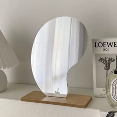 KUIBAO 快豹生活 韓式不規則桌面鏡 陶瓷材質 尺寸14cmx22cm, 月亮款