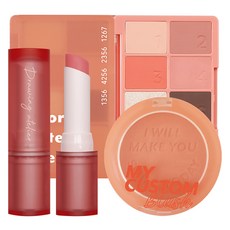 i'm meme 我愛好感直覺眼影書 01號+我愛甜潤烤奶腮紅 02號+我愛極霧烤茶唇膏 07號, 調色板+腮紅+口紅, 1組