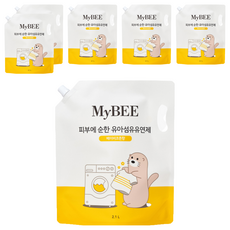 MyBEE 溫和親膚嬰兒衣物柔軟精 寶寶棉花香 補充包, 2100ml, 6個