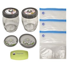 Ksprout 愛藏鮮 真空保鮮機豪華保鮮套裝組 真空保鮮機75.7 x 45 x 56.5mm 100g + 密封罐直徑10 x 14cm 585g 960ml 2個 + 真空保鮮蓋S + 真空保鮮蓋M + 真空拉鍊保鮮袋 3個, 1組, RTW020143330013