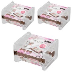 inomata 紙膠帶滾筒收納膠台 膠帶切割器, 透明 + 棕色, 3入