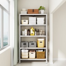 비마이엑스 튼튼 조립식 앵글 철제 선반, 화이트, 5단