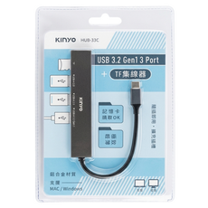 Kinyo 集線器 HUB-33C 10cm, 黑色, 1個