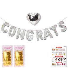 LivingDA 慶祝愛心窗簾組, 銀色, 金色, 1套