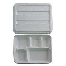 紙漿紙質附蓋5格分隔便當盒 b100, 50入, 1個