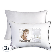 아임리빙 중량업 블랙라인 호텔용 마이크로다운필 베개솜 + 하이엔드 베개커버, 화이트, 3개