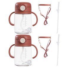 랄라비 플러스 트라이탄 빨대컵 세트, 220ml, 2개, Red