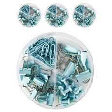 Maket Gamseong 馬卡龍色圓形夾子組 藍色, 4套