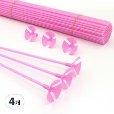 마켓감성 마카롱 풍선 홀더 핸드 스틱 42cm 100p, 분홍, 4개