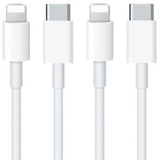 [1+1] C to 라이트닝 Lightning 8핀 PD 고속 충전 케이블 아이폰 아이패드 맥북 호환, 화이트, 2개, 2m