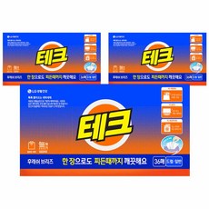 테크 간편 시트세제 일반드럼 겸용 후레쉬 브리즈향, 36개입, 3개