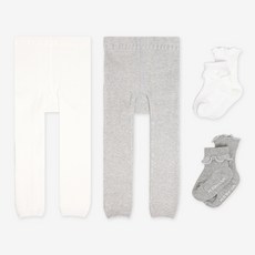 HI BABY CLUB 嬰兒緊身褲 2入+木耳邊長襪 2入組