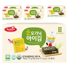 Bebest 孩童烘烤海苔 10包入, 無調味, 13g, 6盒