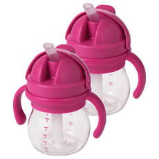 OXO tot 雙柄翻蓋式吸管水杯, 粉色, 150ml, 2個
