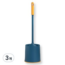 Sort It 直立式圓形馬桶刷 浴室廁所清潔刷, 海軍藍黃色, 3個