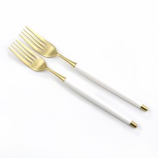 Bogen 韓國製造 Le Bien 金色餐具 餐叉, 2個, 白色