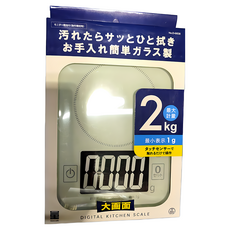 PEARL LIFE 珍珠金屬 HAKARI系列 玻璃頂數字廚房秤, 2kg, 白色, D-6608