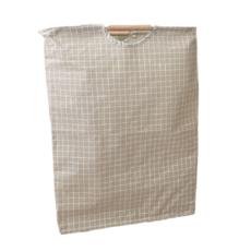 042.木把手洗衣籃, 奶茶方格