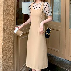 LUNA GIRL La Line透視連身裙, 米色