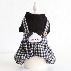 PETSTYLE Pastel Pet 狗狗格紋熊貓絨毛內刷毛吊帶連身衣 B款, 混合色
