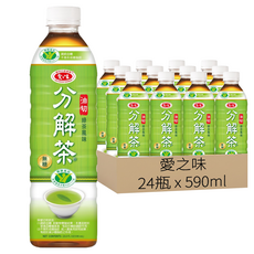 愛之味 油切分解茶 綠茶風味, 590ml, 24瓶