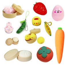 Qrang 美味食物系列減壓玩具12件組 A款, 混色