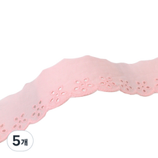 아이엔피 파인코튼 리본 면 자수 레이스 5 x 270 cm, 라이트핑크, 5개