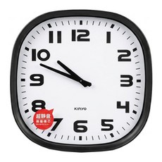 Kinyo 方形經典掛鐘 CL-204 1098g, 靜音 黑色 + 白色