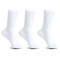 Madamade 磁吸底座塑膠女左腳模型襪子模特兒 3個, 白色