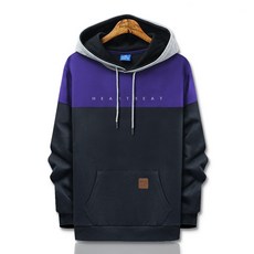 블루포스 남녀공용 페어르 배색 커플 후드 티셔츠