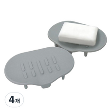 KAZT 柔軟矽膠肥皂架, 灰色, 4個