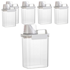 荷生活 手提量杯密封罐 透明色 1.8L, 6個