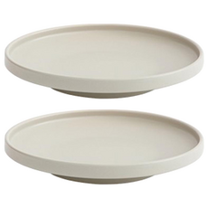 ERATO 燕麥系列奶油色盤子 17cm 2入組, 2入, 2個圓形高腳盤, 奶油色