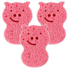 Perfection 動物造型沐浴海綿 纖維素材料 柔軟舒適, 顏色隨機, 3個