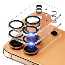 SINJIMORU 防眩光相機鏡頭鋼化玻璃黑環螢幕保護貼 2入, 1套