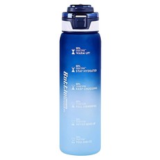 大容量 漸層彈蓋直飲運動水壺, 1個, 藍色, 1L