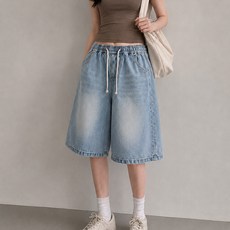 peilit 女款抽繩鬆緊帶百慕達短褲