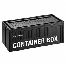 Livingway 貨櫃造型延長線電線收納盒, 黑色, 1個