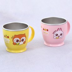 Edison 愛迪生 Friends兒童防滑不鏽鋼杯2入組, 兔子+貓頭鷹, 1組