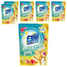 白蘭 超濃縮洗衣精 補充包 含熊寶貝馨香精華 花漾清新, 1.6kg, 6包