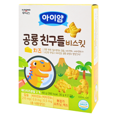ILDONG 日東 Iyaam 恐龍造型餅乾 2入 Set 鹹香濃郁 小包裝設計, 起司, 60g, 1盒