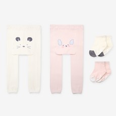 HI BABY CLUB 動物圖案緊身褲 2入+襪子 2雙組