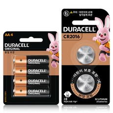 듀라셀 알카라인 건전지 AA 4p + CR2016 2p 세트, 1세트